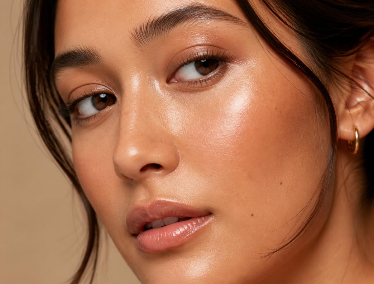 Close-up of luminous, well-cared-for skin
